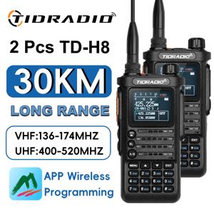 TIDRADIO 2PCS 2세대 TD-H8 10W 전문 워키 토키 휴대용 장거리 라디오 전화 무선 프로그래밍 가능 Type-C 충전