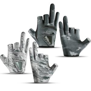 남자를위한 1 쌍 낚시 장갑 여름 낚시 도로 하위 선 스크린 및 안티 슬립 얼음 실크 통기성 얇은 세 손가락 컷 장갑