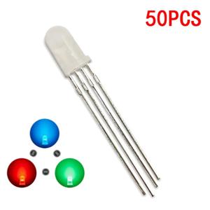 50PCS 5mm 풀 컬러 LED RGB 빨강/녹색/파랑 일반 음극/양극 4 피트 투명 하이라이트 컬러 빛 5mm 다이오드 다채로운