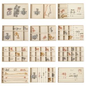 플러시 보석 보관함, 분리형 트레이, 귀걸이, 귀걸이, 반지, 목걸이, 보관함, 서랍, 칸막이 트레이