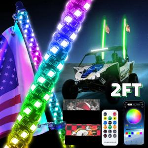 2FT LED 채찍 조명 ATV UTV Polaris RZR 오프로드 트럭 샌드 버기 듄 깃대 램프 용 조명 안테나 채찍