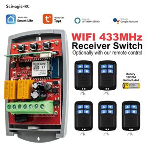 433MHz 범용 Tuya 스마트 wifi 차고 문 오프너 2CH 12V 24V 220V 무선 원격 제어 스위치 수신기 게이트 Tansmitter 433