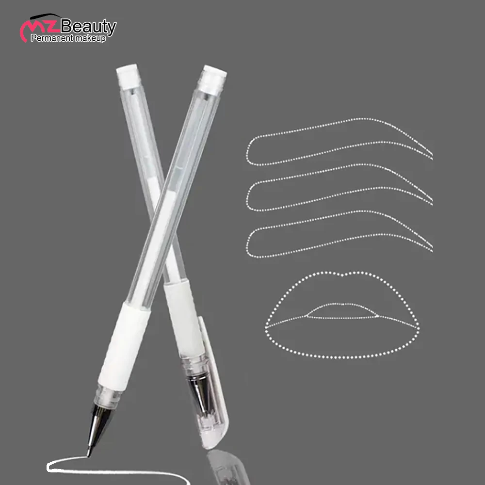 2PCS 눈썹 마커 펜 마이크로 블레이드 외과 피부 영구 메이크업 용품 흰색 외과 스크라이브 도구 문신 액세서리 펜
