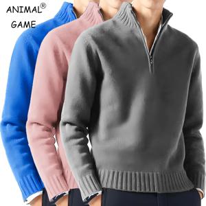 새로운 남성 긴팔 터틀넥 스웨터 니트 솔리드 컬러 streetwear 오버 사이즈 통기성 하프 지퍼 코트 기본 웜 코트