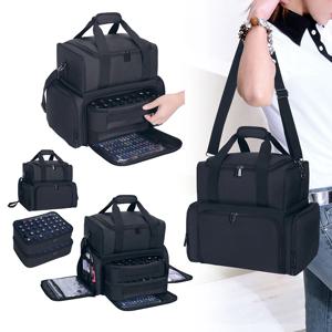 80병 대용량 매니큐어 정리함 케이스 - 탈부착 가능한 가방 2개가 포함된 휴대용 여행용 보관함, 여성용 필수품