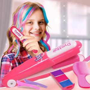 DIY 컬러 헤어 스틱 세트 소녀 장난감 빨 수있는 머리 분필 세트 장난감 임시 밝은 머리 염색 분필 빗 세트 어린이 장난감