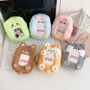 1pc Kawaii 동물 카드 홀더 가방 열쇠 고리 작은 주머니 동전 지갑 입술 보관 가방