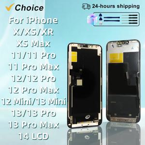 선택 AAA + OLED iPhone X XR XS 디스플레이 3D 터치 스크린 디지타이저 11 Pro 12 Mini 13 Pro Max 14 Plus LCD 교체 부품
