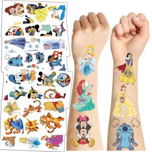 10PCS 믹스 디즈니 캐릭터 문신 스티커 생일 결혼 선물 파티 장식 문신 바디 아트 어린이 문신 스티커