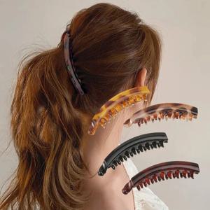 AWAYTR 헤어 클립 솔리드 컬러 바나나 클립 여성용 헤어 액세서리 패션 포니 테일 바레트 헤어 클로 헤어핀