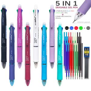 5 In 1 다색 지울 수있는 젤 펜 (4 가지 색상 교체 가능 펜 리필 1 자동 연필 리드 문구 학교 쓰기 공급 장치)