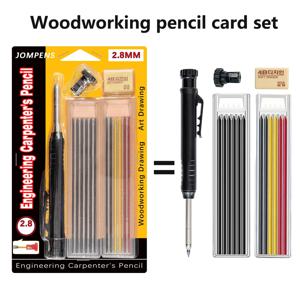 단단한 목수 연필 세트 깊은 구멍 마킹 도구 펜 연필 깎이 목수 리드 코어 자동 연필 드로잉 펜 내장