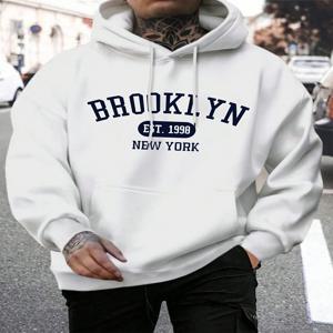 Brooklyn Est 1998 뉴욕 프린팅 남성용 후디, 하라주쿠 크루넥 후디, 오버사이즈 후디, 편안한 운동복, 가을 패션