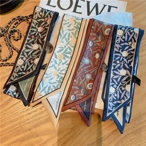 여성용 실크 스카프, 다용도 긴 헤어밴드, 리본 타이 백, 작은 향기, 패션 스카프, 꽃 스트리머, 가을, 신상