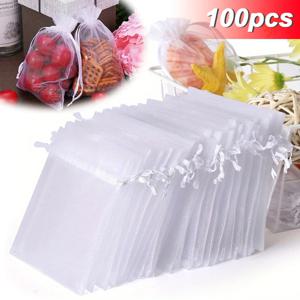 100PCS Organza 가방 무작위 메쉬 Organza 쥬얼리 가방 Drawstring, 작은 Drawstring 호의 파우치 크리스마스 캔디 웨딩 생일