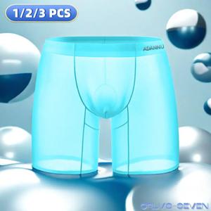 1/2/3 PCS 남자 아이스 실크 복서 투명 0.01 초박형 패브릭 원활한 속옷을 통해 볼 항균 복서 반바지