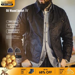Maden 남성용 빈티지 IV 오일 왁스 캔버스 자켓 옷깃 지퍼 짧은 겉옷 남성용 봄, 가을 자켓 용 클래식 슬림 피트