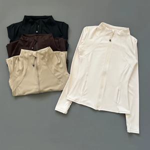 운동 슬림 피트 빠른 건조 지퍼 러닝 자켓 여성 dryfit 겉옷 엄지 구멍이있는 요가 훈련 피트니스 자켓