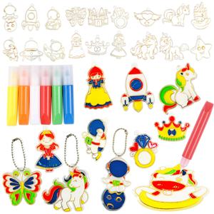 나만의 창 아트 만들기 Suncatcher 열쇠 고리 공예 DIY 페인트 유니콘 공주 우주 비행사 태양 포수 어린이 어린이 선물 법