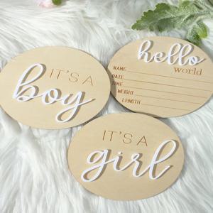 신생아용 헬로 월드 사인, 아기 출산 발표 사인, 병원, 소년, 소녀, 나무 사인, 신생아 사진 소품, 3 개 세트