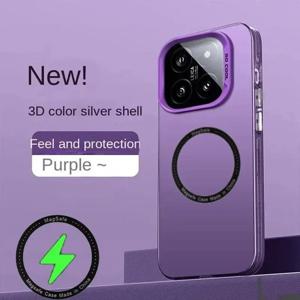 Xiaomi 14 13 13T 14T Pro 반투명 충격 방지 보호 커버 용 고급 Magsafe 무선 충전 매트 서리로 덥은 케이스