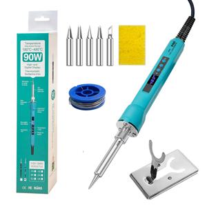 90/100W 디지털 납땜 인두 세트 키트 수리 용접 도구 세트 교정 온도 조절 가능 180-520-600C