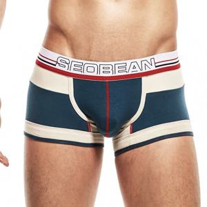 남성용 면 빈티지 복서 반바지 저층 속옷 패치워크 복서 3가지 색상