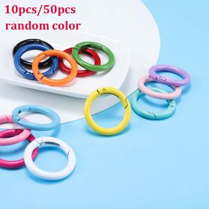 10/50Pcs 금속 O 링 스프링 걸쇠 개방형 라운드 Carabiner 키 체인 클립 후크 개 체인 DIY 쥬얼리 버클 커넥터