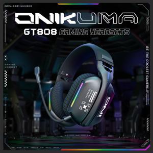 ONIKUMA GT808 트라이 모드 게임용 헤드셋 RGB 조명 2.4G 무선 게임용 PC 유선 데스크탑(헤드셋 포함) 초장수명