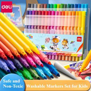 어린이를 위한 세척 가능한 마커 세트, 12/24/36/48 유아 선물용 아트 컬러 드로잉 펜, 안전하고 무독성 밝고 생생한 색상