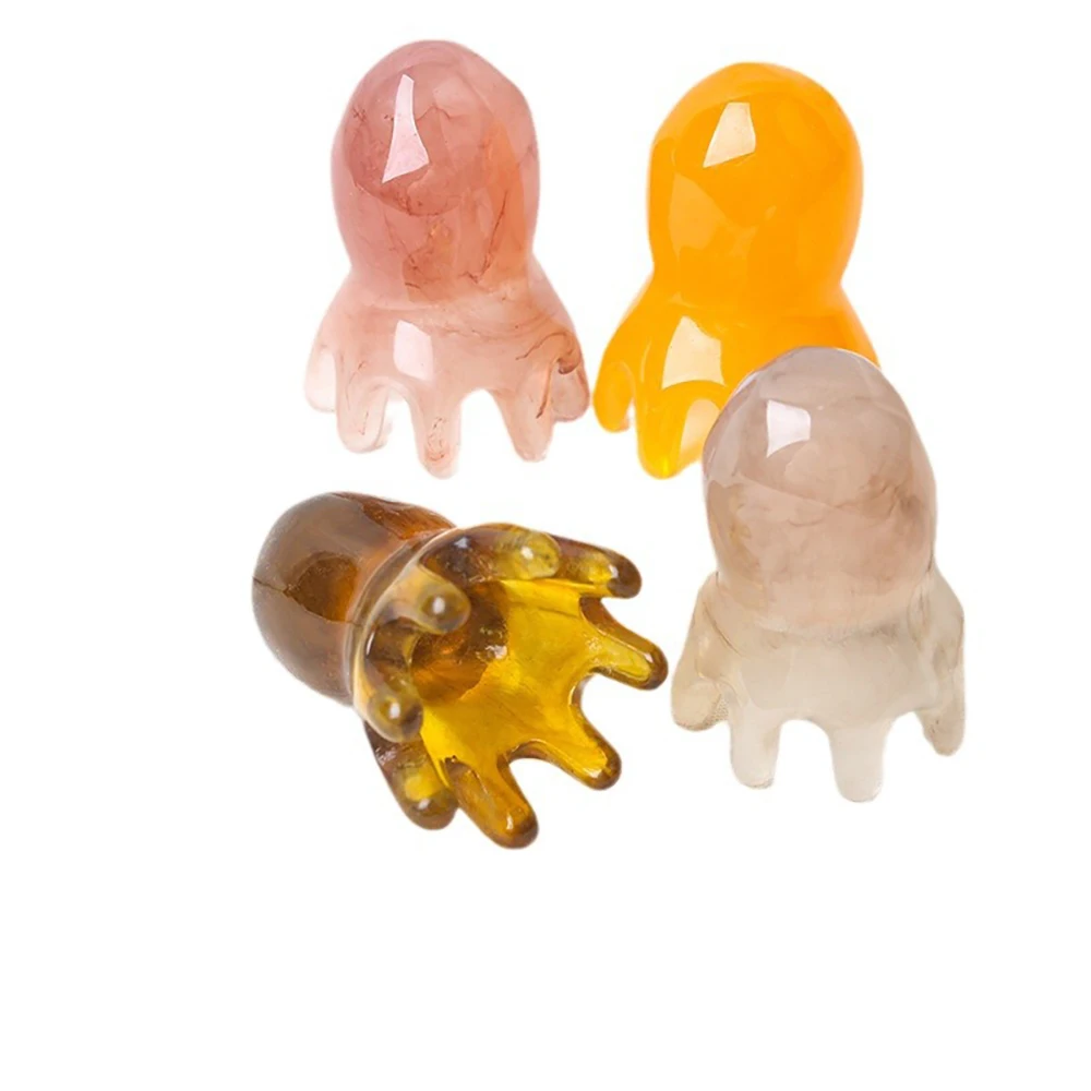 1pc 문어 모양의 머리 자오선 경혈 마사지 빗 넓은 치아 두피 빗 뒤 목 및 뒤 수동 깊은 마사지 도구
