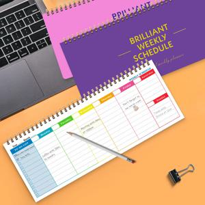 60매/120페이지 영어 코일 노트 주간 플래너 비즈니스 스터디 펀치 카드 메모 일정 메모장