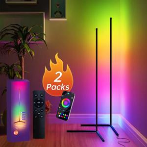 2PC/1PC LED 플로어 램프, 160CM/63IN RGB 코너 램프는 APP/원격 제어와 함께 작동, 1600만 DIY 색상의 스마트 코너 조명,