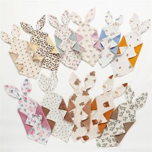 귀여운 토끼 귀 아기 모슬린 코튼 이불 담요, 신생아 수면 장난감, 수면 진정 타올 턱받이, 침 타올, 11 색