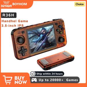 BOYHOM 새로운 R36H 휴대용 게임 콘솔 3.5 인치 IPS 스크린 Linux RK3326 레트로 비디오 게임 플레이어 3000 mAh 64G 10000+ 클래식 게임