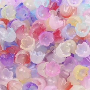 100pcs 7x10mm 다채로운 꽃 모양 아크릴 비즈 보석에 대 한 느슨한 스페이서 구슬 머리 핀 팔찌 귀걸이 만들기 DIY 액세서리