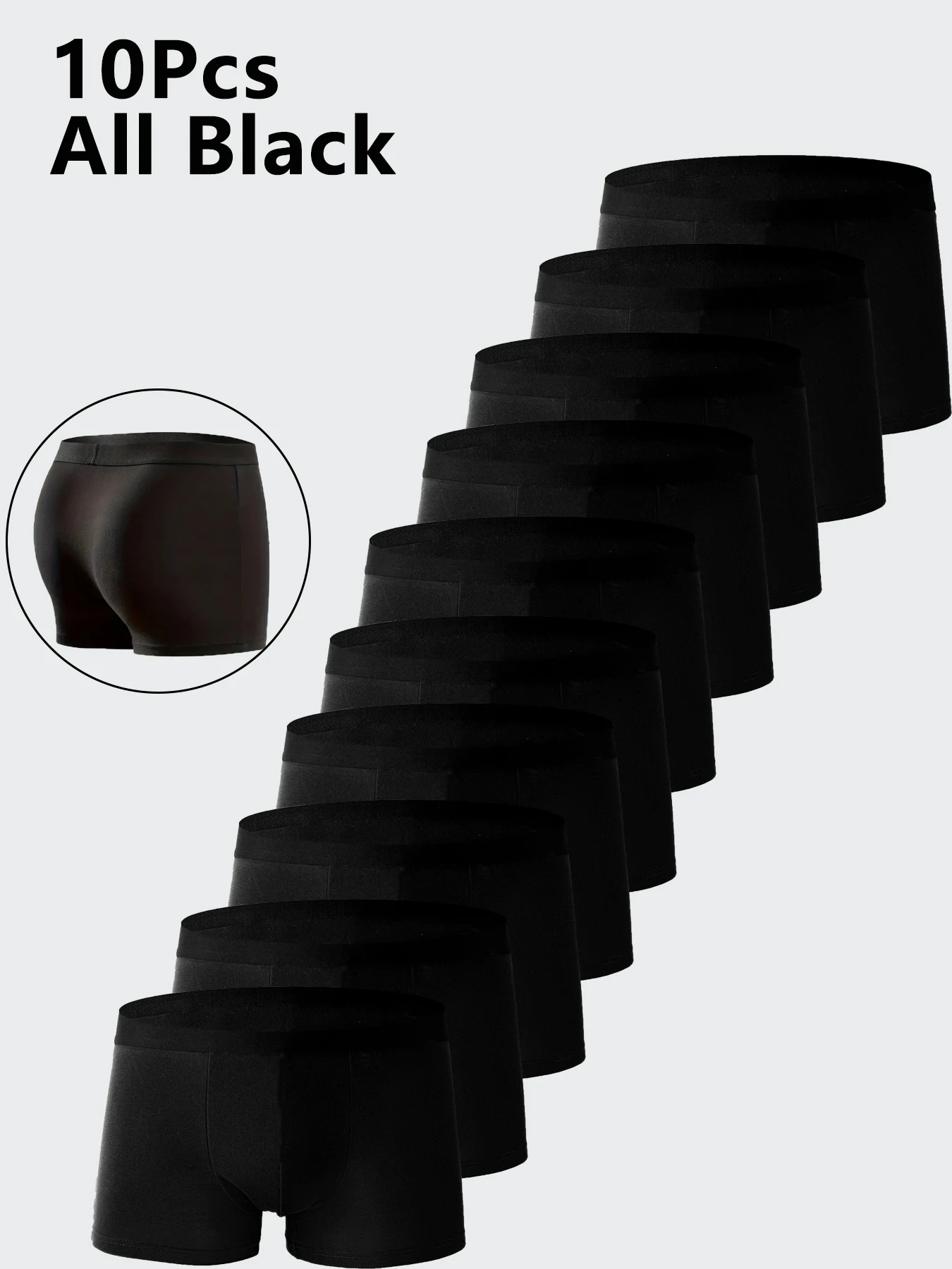 10PCS 남자 속옷 블랙 컬러 남자 Underpant 높은 스트레치 복서 반바지 섹시한 남자 팬티 플러스 크기 L-4XL 통기성 남자 복서