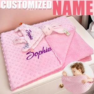 개인화 된 아기 담요 신생아 유모차 잠자는 인형 이름이있는 맞춤 담요 플러시 노리개 Appease 수건 커버 선물
