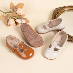 다목적 어린이 가죽 신발 단색 광택 소녀 작은 가죽 신발 통기성 편안한 부드러운 밑창 플랫 신발