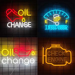 네온 자동차 유지 보수 테마 표시, 오일 미터 급유 Led 아이콘 손으로 만든, 자동차 작업장, 차고, 남자 동굴 벽 장식에 사용됩니다.