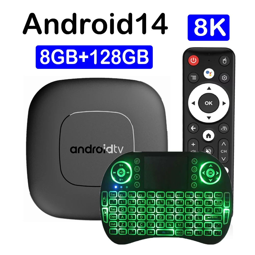 스마트 TV 박스 8GB 128GB 안드로이드 14 ATV Allwinner H313 Google Assistant 8K 비디오 4k HDR10 미디어 플레이어 T1 매우 빠른 셋톱 박스