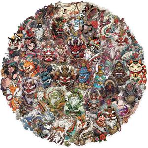 50개 투명 일본 문신 아트 스티커 - 스크랩북, 기타 및 노트북 장식용 방수 PET 데칼