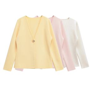 여성용 봄 가디건 탑스 브이넥 니트 가디건 캐주얼 심플 엘레강트 스웨터 코트 아우터웨어 니트웨어 4192005