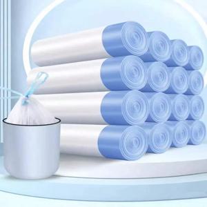 45X50 가정용 쓰레기 봉투 Drawstring 대형 두꺼운 휴대용 끌어 오기 가방 흰색 비닐 봉투 그리기 문자열 가방 drawstring 가방