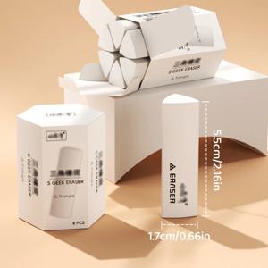 6 조각 삼각형 지우개, 쓰기, 그리기, 스케치, 예술적 용도를 위한 흰색 부드러운 연필 지우개