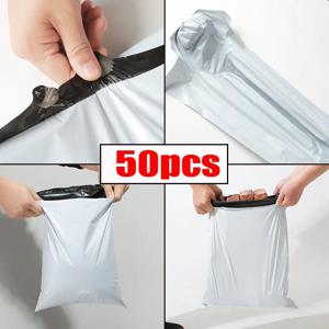 50pcs 솔리드 화이트 폴리 배송 가방 메일러 메일 택배 가방 PE 플라스틱 익스프레스 봉투 보관 가방 셀프 인감 포장 주머니