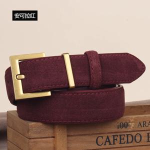 청바지와 드레스에 대한 여성의 고급 정품 가죽 벨트 빈티지 스웨이드 소 가죽 허리띠 골든 스퀘어 버클 숙녀 유행 벨트