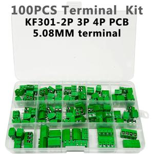 100PCS KF301-2P 3P 4P PCB 키트 터미널 5.08MM 포스트 접합 플러그인 녹색 키트