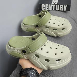 여름 남성 두꺼운 밑창 미끄럼 방지 통기성 발가락 캡 샌들 캐주얼 비치 슬리퍼