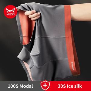 MiiOW 3Pcs 100S 모달 남자 복서 속옷 부드러운 얼음 실크 남자 팬티 Boxershorts 5A 항균 통기성 남자 속옷